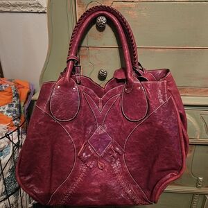 Elegant Burgundy Leather Tote Bag